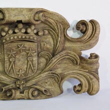 Weathered carved oak coat of arms, France circa 1650-1750