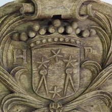 Weathered carved oak coat of arms, France circa 1650-1750