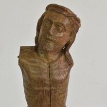 Weathered carved oak Christ fragment, France circa 1600-1700