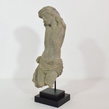 Weathered carved sandstone Christ fragment, France circa 1600-1700