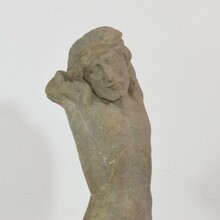 Weathered carved sandstone Christ fragment, France circa 1600-1700