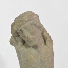 Weathered carved sandstone Christ fragment, France circa 1600-1700