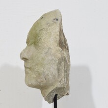 Carved stone head fragment, France circa 1750