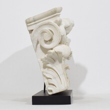 Carved white marble capital with angel head, France circa 1750