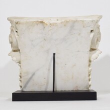 Carved white marble capital with angel head, France circa 1750