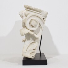 Carved white marble capital with angel head, France circa 1750