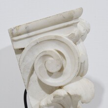 Carved white marble capital with angel head, France circa 1750