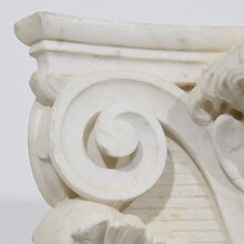 Carved white marble capital with angel head, France circa 1750