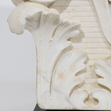 Carved white marble capital with angel head, France circa 1750