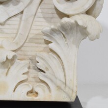 Carved white marble capital with angel head, France circa 1750