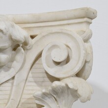 Carved white marble capital with angel head, France circa 1750