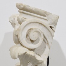 Carved white marble capital with angel head, France circa 1750