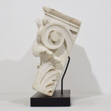 Carved white marble capital with angel head, France circa 1750