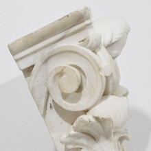 Carved white marble capital with angel head, France circa 1750