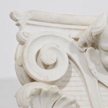 Carved white marble capital with angel head, France circa 1750