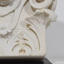 Carved white marble capital with angel head, France circa 1750