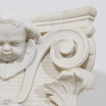 Carved white marble capital with angel head, France circa 1750