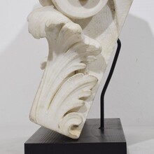 Carved white marble capital with angel head, France circa 1750