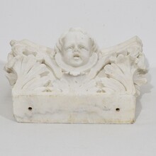 Carved white marble capital with angel head, France circa 1750