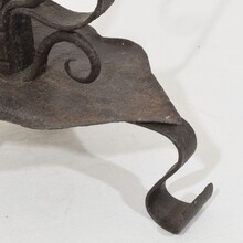 Large hand forged iron rat de cave candleholder, France 18th century