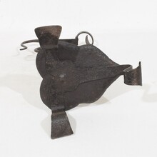 Large hand forged iron rat de cave candleholder, France 18th century