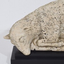 Marble baroque lamb of god fragment, France circa 1750- 1790