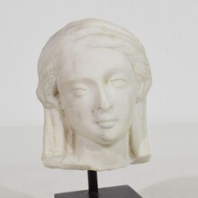 Small marble head of a Madonna, France circa 1750