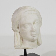 Small marble head of a Madonna, France circa 1750