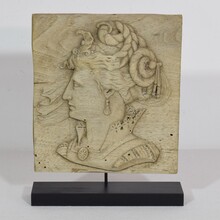 Carved wooden panel with bust, France circa 1850