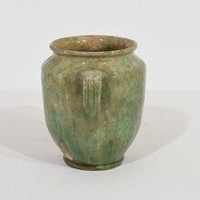 Faded green glazed ceramic confit jar, France circa 1850-1900