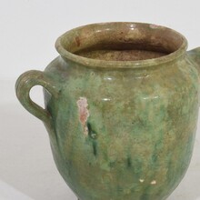 Faded green glazed ceramic confit jar, France circa 1850-1900