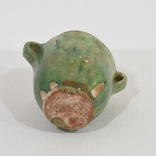 Faded green glazed ceramic confit jar, France circa 1850-1900