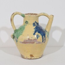 Glazed terracotta jug or water cruche/Orjol, France circa 1800-1850
