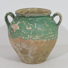 Green glazed ceramic confit jar, France circa 1850-1900