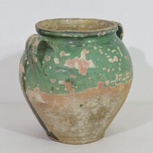 Green glazed ceramic confit jar, France circa 1850-1900