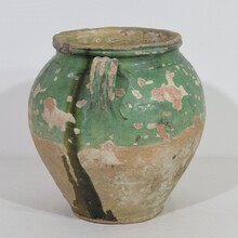 Green glazed ceramic confit jar, France circa 1850-1900