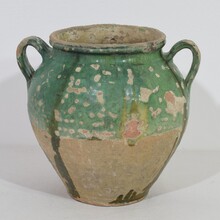 Green glazed ceramic confit jar, France circa 1850-1900