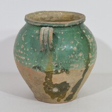 Green glazed ceramic confit jar, France circa 1850-1900