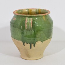 Green glazed ceramic confit jar, France circa 1850-1900