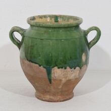 Green glazed ceramic confit jar/pot, France circa 1850-1900