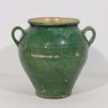 Green glazed ceramic confit jar/ pot, France circa 1850-1900