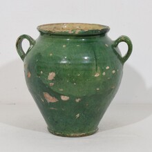 Green glazed ceramic confit jar/ pot, France circa 1850-1900