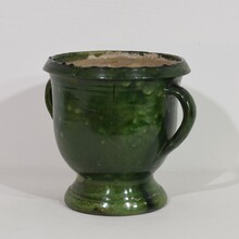 Green glazed earthenware Castelnaudary planter, France circa 1850-1900