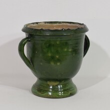 Green glazed earthenware Castelnaudary planter, France circa 1850-1900