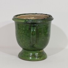 Green glazed earthenware Castelnaudary planter, France circa 1850-1900