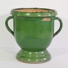 Green glazed earthenware Castelnaudary planter, France circa 1850-1900