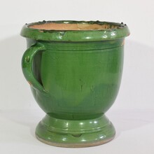 Green glazed earthenware Castelnaudary planter, France circa 1850-1900