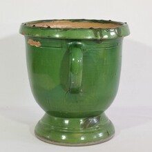 Green glazed earthenware Castelnaudary planter, France circa 1850-1900