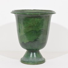 Green glazed earthenware castelnaudary planter/vase, France circa 1850-1900