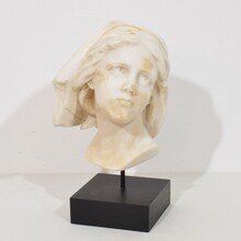 Hand carved white alabaster head, France circa 1850-1900